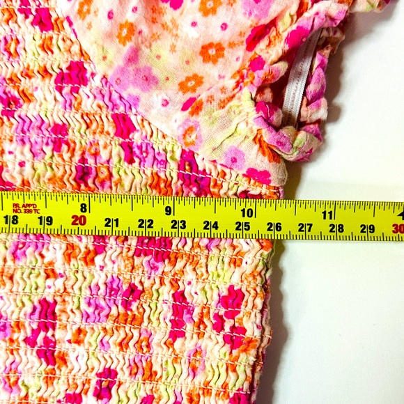 Ever After Girls Smocked Cropped Puff Sleeve Pink Floral Top size 10 - Picture 5 of 6